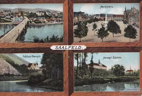 AK Saalfeld. Marktplatz. Herzogl. Schloss. Schloss Obernitz. ca. 1914, Postkarte