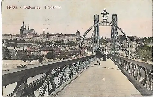 AK Prag. Kettensteg. Hradschin. ca. 1907, Postkarte. Ca. 1907, gebraucht, gut