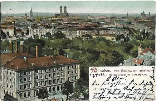 AK München, von Haidhausen gesehen. Kgl. Hofbräukeller im... Postkarte. Ca. 1905