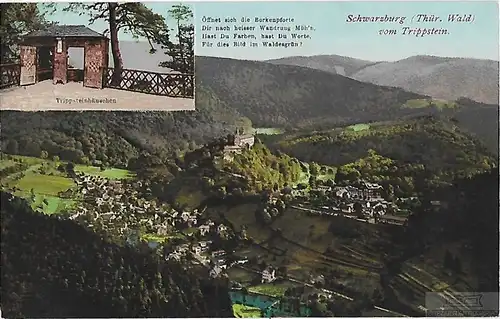 AK Schwarzburg (Thür. Wald) vom Trippstein. ca. 1920, Postkarte. Serien Nr