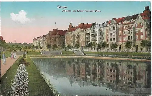 AK Glogau. Anlagen am König-Friedrich-Platz. ca. 1916, Postkarte. Serien-Nr