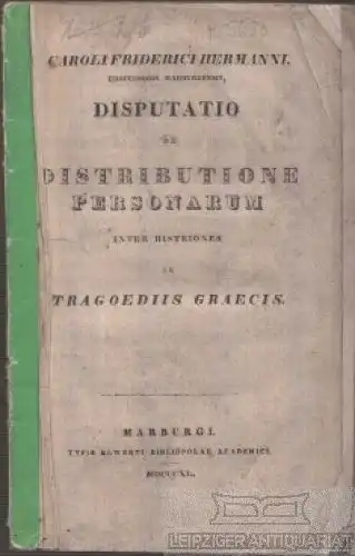 Buch: Caroli Friderici Hermanni Disputatio de Distributione... Hermann. 1840