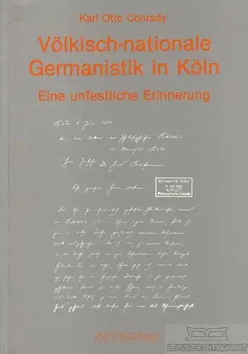 Buch: Völkisch-nationale Germanistik in Köln, Conrady, Karl Otto. 1990