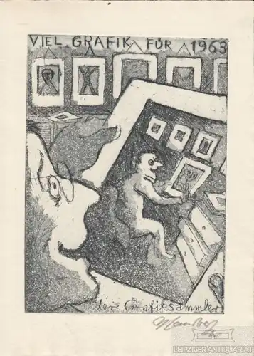Radierung: Neujahrsgratulation, Sandberg, Herbert. Kunstgrafik, 1964