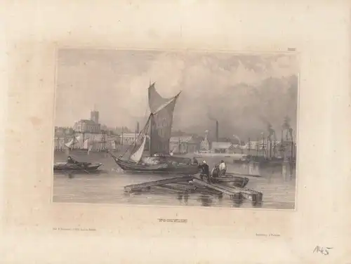 Woolwich. aus Meyers Universum, Stahlstich. Kunstgrafik, 1850, gebraucht, gut