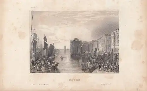 Havre. aus Meyers Universum, Stahlstich. Kunstgrafik, 1850, gebraucht, gu 265651