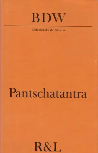 Buch: Pantschatantra, (Visnusarma). BDW, Bibliothek der Weltliteratur, 1978