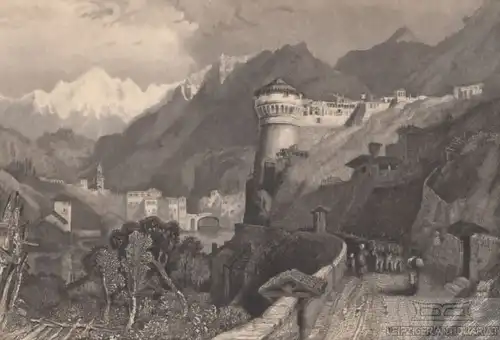 Roveredo. aus Meyers Universum, Stahlstich. Kunstgrafik, 1850, gebraucht, gut