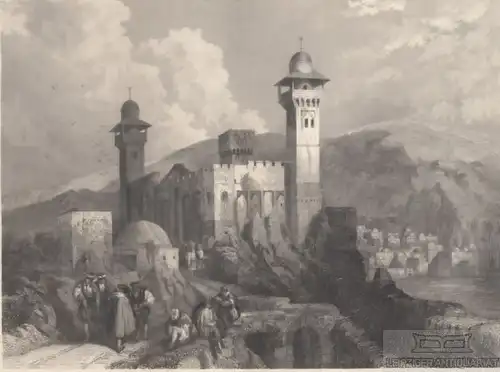 Hebron und Abrahams Grab (Palestina). aus Meyers Universum, Stahlstich. 1850
