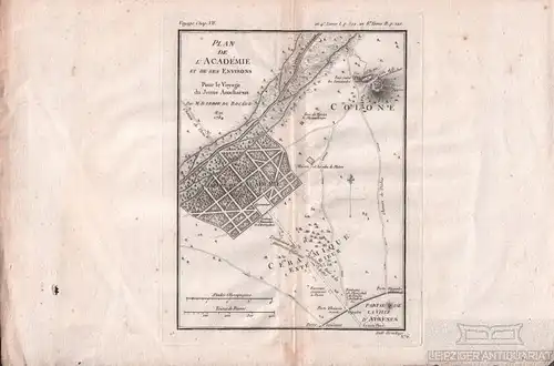 Kupferstich: Bocage Map of Plato's Academy, Athens, Ancient Greece, du Bocage