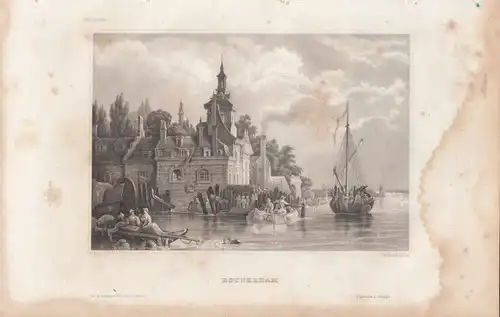 Rotterdam. aus Meyers Universum, Stahlstich. Kunstgrafik, 1850, gebraucht 264346