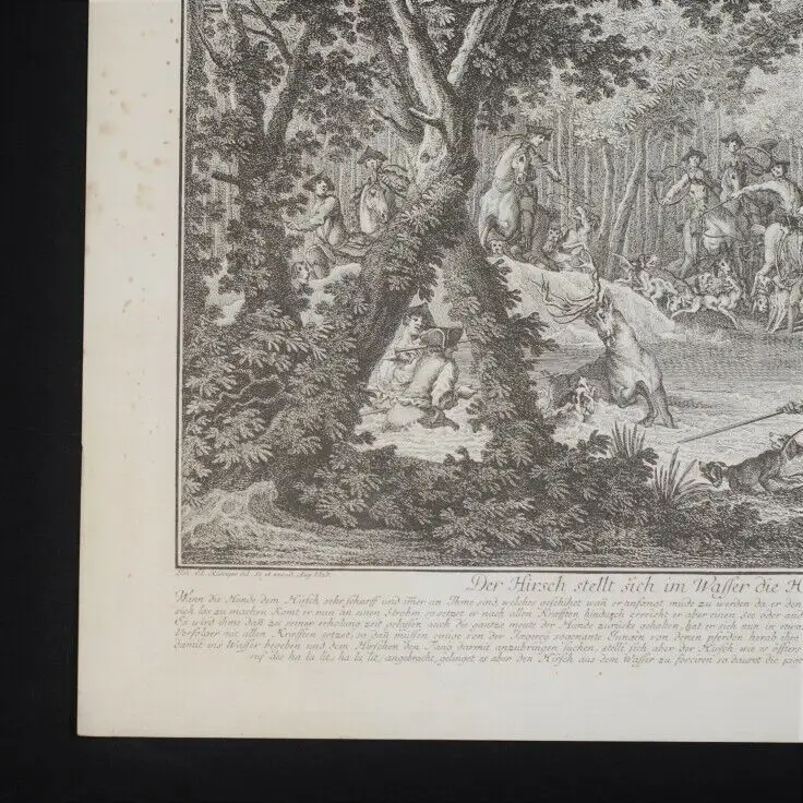 Kupferstich: Die Par force Jagd 4ter und letzter Theil, Ridinger, Johann Elias 1