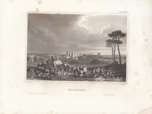 Montpellier. aus Meyers Universum, Stahlstich. Kunstgrafik, 1850, gebraucht, gut