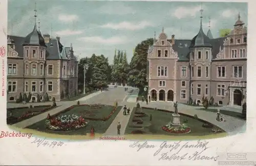 AK Bückeburg. Schlossplatz. Litho ca. 1900, Postkarte. Ca. 1900