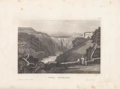 Civita Castellana. aus Meyers Universum, Stahlstich. Kunstgrafik, 1850