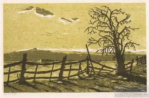 Holzschnitt: Carwitzer Landschaft, Häntsch, Uwe. Kunstgrafik, 1986