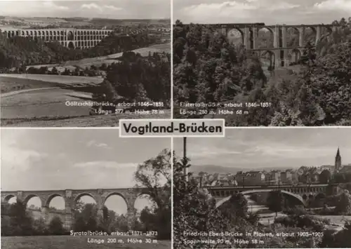 AK Vogtland-Brücken 1979. Ansichtskarte. Göltzschtalbrücke, Postkarte. 1979