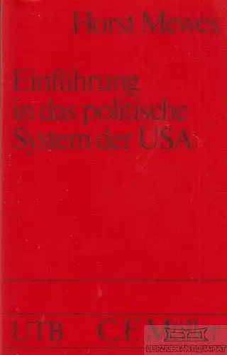 Buch: Einführung in das politische System der USA, Mewes, Horst. 1986