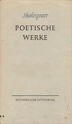 Buch: Poetische Werke, Shakespeare, William, 1964, Büchergilde Gutenberg
