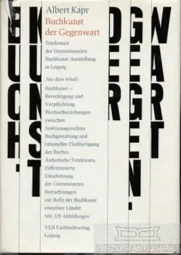 Buch: Buchkunst der Gegenwart, Kapr, Albert. 1979, Fachbuchverlag