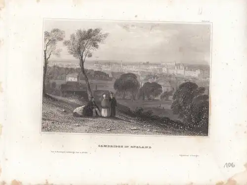 Cambridge in England. aus Meyers Universum, Stahlstich. Kunstgrafik, 1850