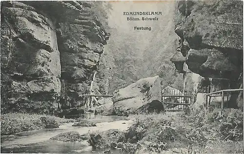 AK Edmundsklamm. Festung. Böhm. Schweiz. ca. 1925, Postkarte. Serien Nr