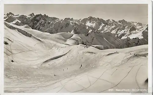AK Nebelhorn Ausblick v.d. Marchspitze bis Biberkopf. ca. 1939, Postkarte