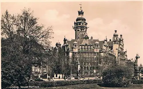 AK Leipzig. Neues Rathaus. ca. 1939, Postkarte. 1939, gebraucht, gut