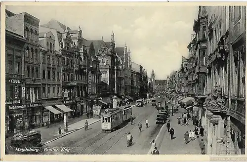 AK Magdeburg. Breiter Weg. ca. 1935, Postkarte. Ca. 1935, gebraucht, gut