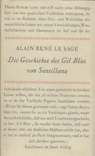 Buch: Die Geschichte des Gil Blas von Santillana, Le Sage, Alain Rene. 1958