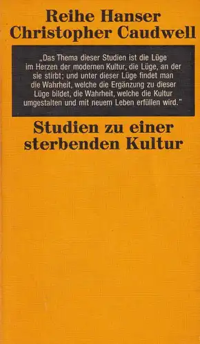 Buch: Studien zu einer sterbenden Kultur. Caudwell, Christopher, 1974, Hanser