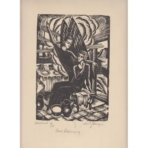 Graphikmappe: Das Marien-Leben, 1921, Dehne, 15 Holzschnitte zu R. M. Rilke, gut