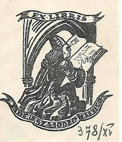 Original Druck Exlibris: Tadeusz A. Jodlowski, Alchemist, gebraucht, gut