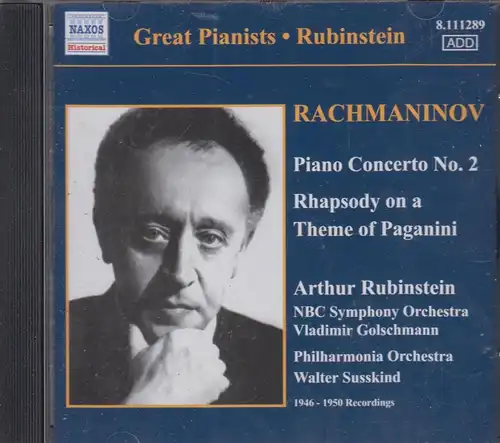 CD: Rubinstein, Piano Concerto No. 2, Rhapsody on a Theme of Paganini, 2008