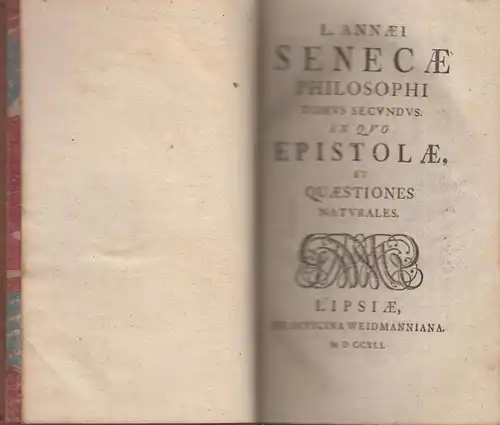 Buch: L. Annaei Senecae Opera, Tom. II, Seneca, 1790, Ex Officina Weidmanniana