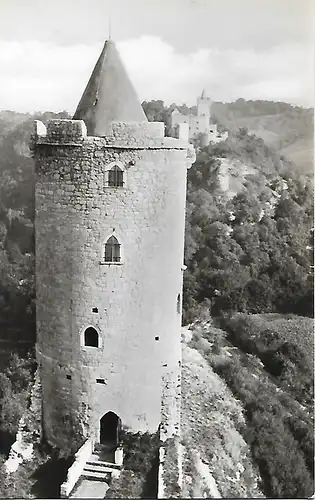 AK Volkssolbad Bad Kösen. Blick von Burg Saaleck zur Rudelsburg. ca. 1965, gut