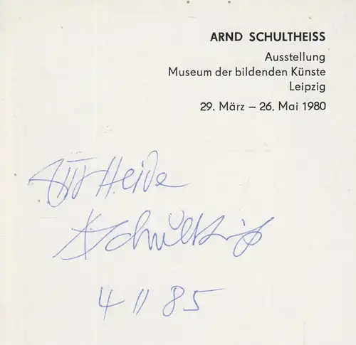 Ausstellungskatalog: Arnd Schultheiss - Zeichnungen, Graphik, Collagen, ... sig.