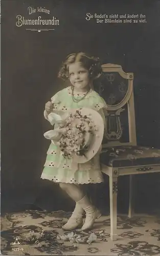 AK Die kleine Blumenfreundin. ca. 1908, Postkarte, gebraucht, gut