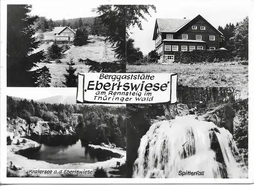 AK Berggaststätte Ebertswiese am Rennsteig im Thüringer Wald. ca. 1987, gut