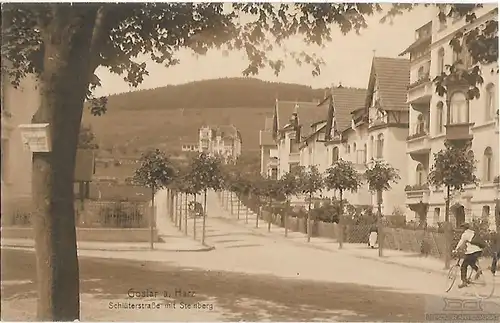 AK Goslar a. Harz. Schlüterstraße mit Steinberg. ca. 1909, Postkarte. Serien Nr
