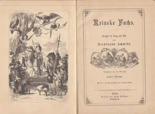 Buch: Reineke Fuchs, Schmidt, Ferdinand. Ca. 1880, Hugo Kastner Verlag