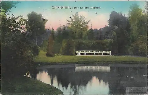 AK Schneidemühl. Partie aus dem Stadtpark. ca. 1914, Postkarte. Serien Nr