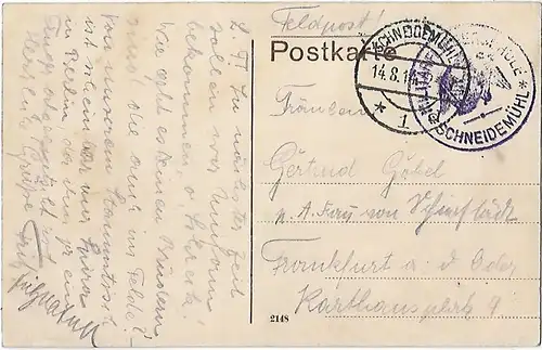 AK Schneidemühl. Partie aus dem Stadtpark. ca. 1914, Postkarte. Serien Nr