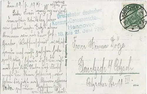 AK Hannover. Leinepartie. ca. 1916, Postkarte. Ca. 1916, Verlag Georg Kugelmann