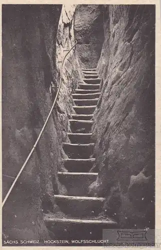 AK Sächs. Schweiz. Hockstein, Wolfsschlucht. ca. 1919, Postkarte. Serien Nr