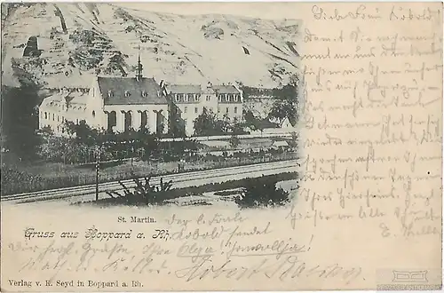 AK Gruss aus Boppard a. Rhein. St. Martin. ca. 1898, Postkarte. Ca. 1898