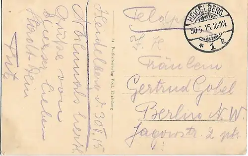 AK Heidelberg. Die Arcaden im Schloßhof. ca. 1915, Postkarte. Serien Nr