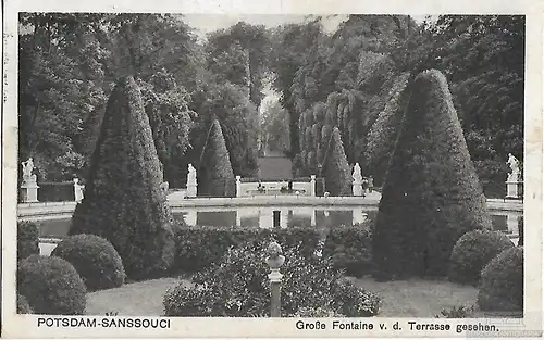 AK Potsdam Sanssouci. Große Fontaine v.d. Terrasse gesehen. ca. 1928, Postkarte