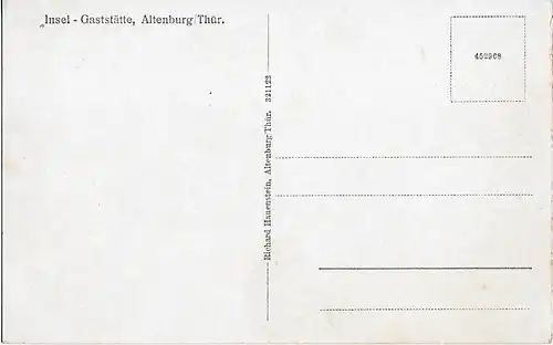 AK Insel Gaststätte. Altenburg. ca. 1913, Postkarte. Ca. 1913, gebraucht, gut
