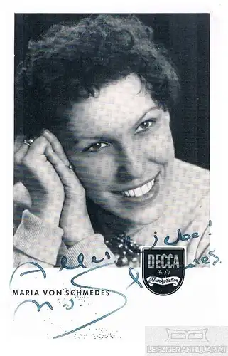 Maria von Schmedes. Autogrammkarte. Signiert, Autogrammkarte, Decca